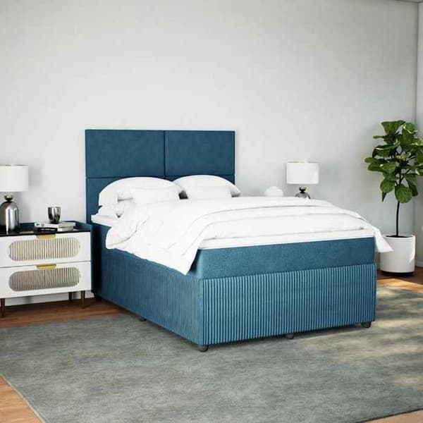 Maison Exclusive - Vuodepohja ja tummansininen patja 160x200cm Sametti