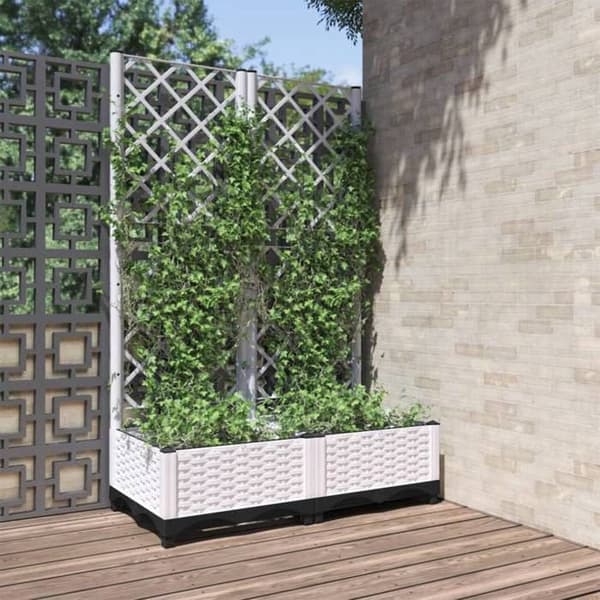 Maison Exclusive - Blomlåda med spaljé Vit 80x40x121,5 cm PP Vit