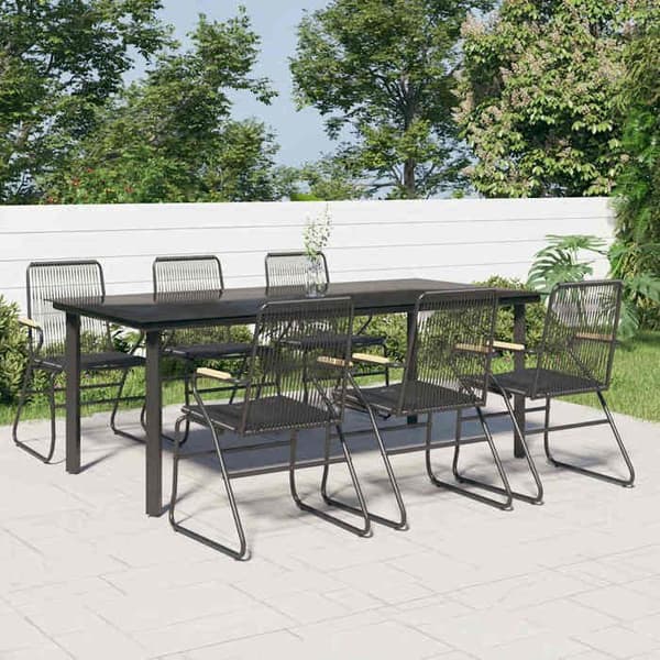 Maison Exclusive - Have spisebordssæt 7 dele Sort Rattan PVC