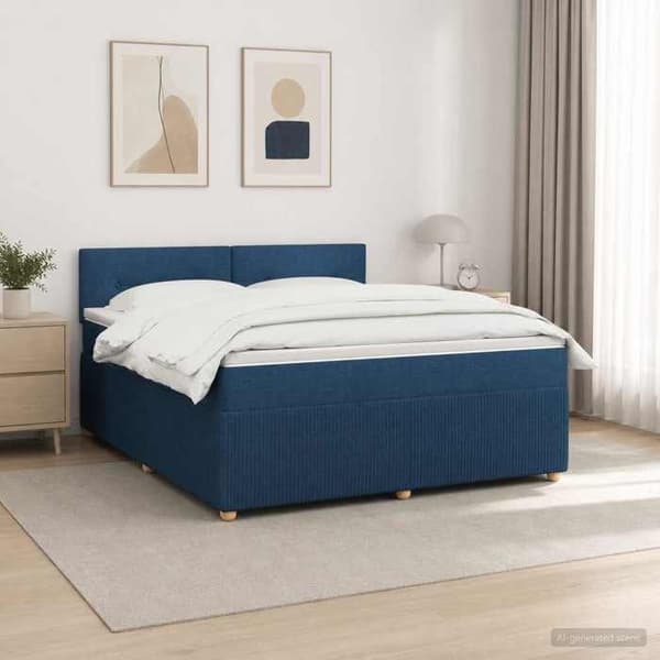 Maison Exclusive - Boxspring-sänky sinisellä patjalla 160 x 200 cm Kangas Blå