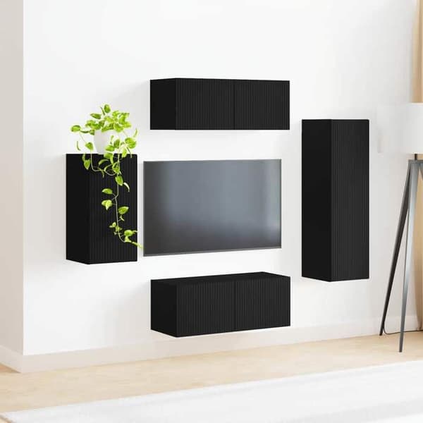 Maison Exclusive - TV-møbel sæt 4 dele 31 x 30 x 100 cm Sort Svart