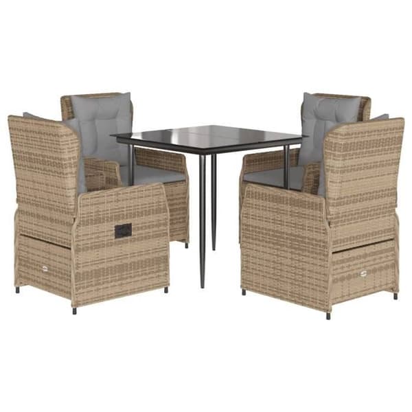 Maison Exclusive - Puutarhakalusteryhmä tyynyillä 5 kpl Beige polyrottinki