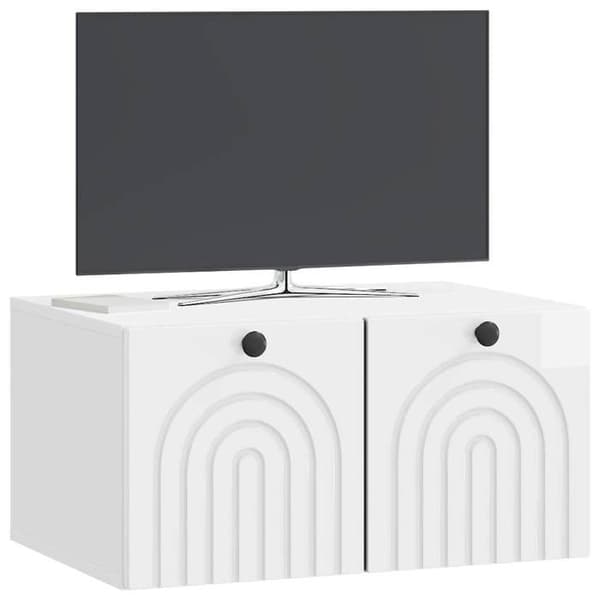 Exklusivt Hem - Väggmonterad TV-möbel Väggmontering Vit glansig 59,5 x 41 x 30 cm