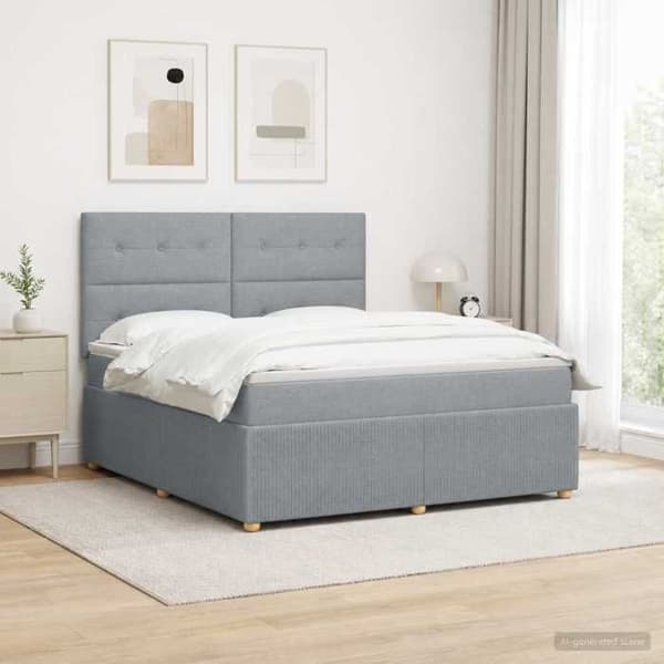 Maison Exclusive - Boxspring säng med madrass Ljusgrå 140 x 200 cm Tyg Ljusgrått