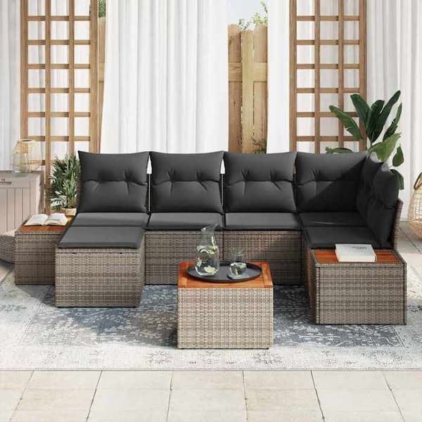 Maison Exclusive - 7-delars trädgårdsoff-set 6-sits Grå Grå