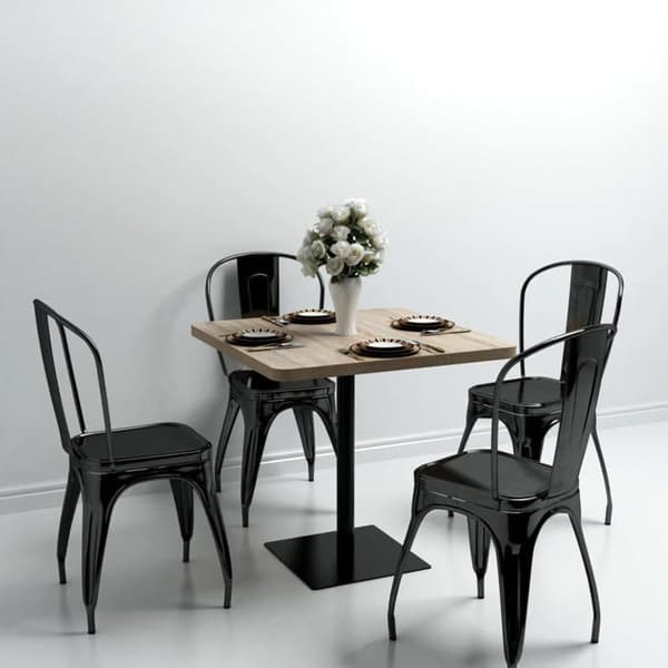 Maison Exclusive - Bistrobord MDF og stål Kvadratisk 80x80x75 cm Egetræ farve