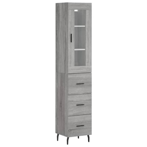 Maison Exclusive - Høj buffet Sonoma grå 34,5x34x180 cm Ingeniørtræ