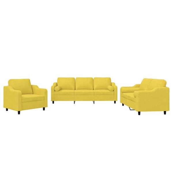 Maison Exclusive - Sæt af 3 sofaer med lysegule puder i stof