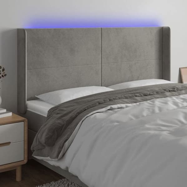 Maison Exclusive - LED-päätyharso Vaaleanharmaa 183x16x118/128 cm Sametti ljusgrått