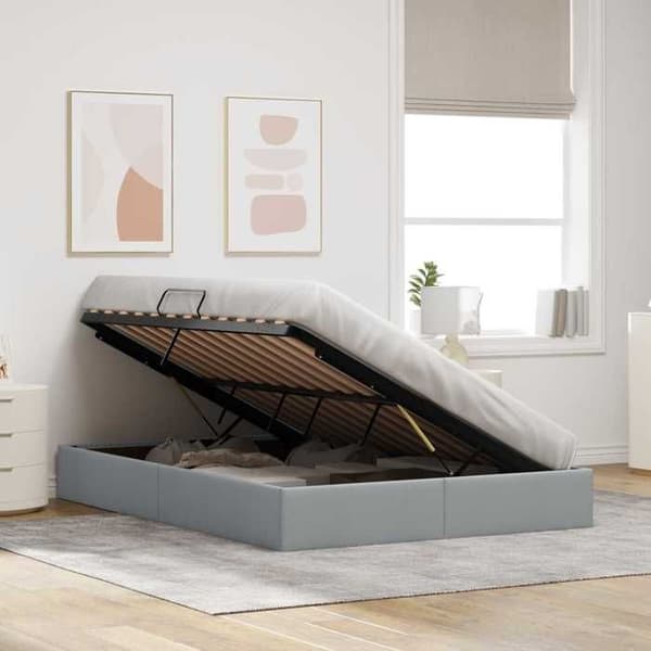 Maison Exclusive - Sängram ottoman Ljusgrå 140 x 200 cm tyg