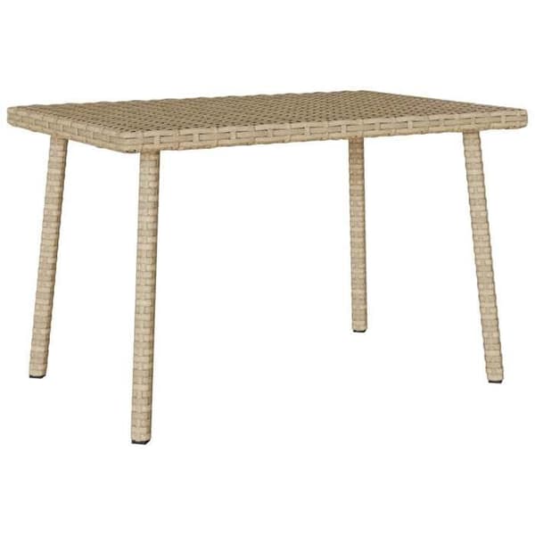 Trädgårdssoffbord - EXKLUSIV HEM - 60x40x37 cm - Rektangulär - Beige - Hållbar flätad resin