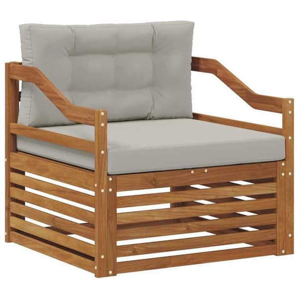 Maison Exclusive - Udendørs sofa i solid akacietræ naturlig og lys grå