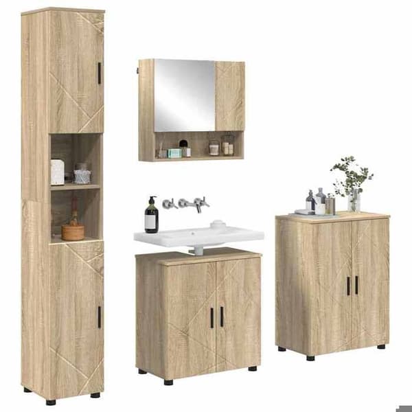Maison Exclusive - Badeværelsesmøbel sæt 4 pc Sonoma Eg Sonoma ek