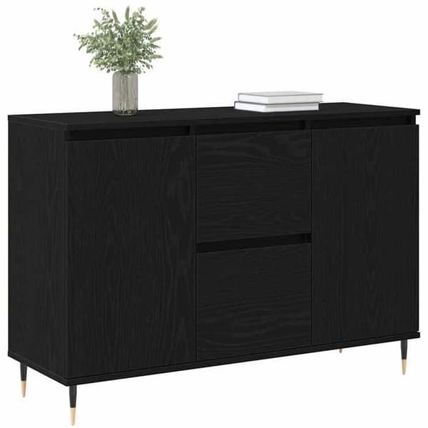Maison Exclusive - Buffet Sort egetræ 101,5 x 35 x 70 cm Ingeniørtræ