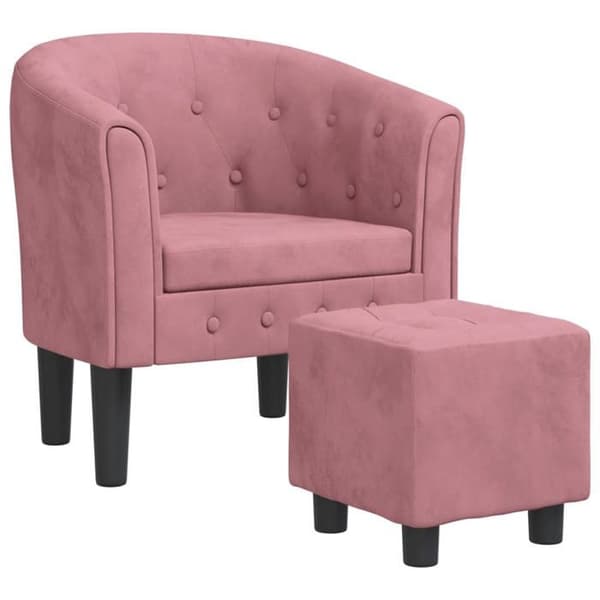 Maison Exclusive - Fåtölj med fotpall i rosa sammet Ros