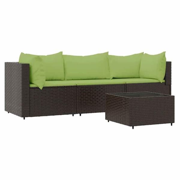 Maison Exclusive - Trädgårdsmöbler 4 delar med kuddar Brun Flätad resin