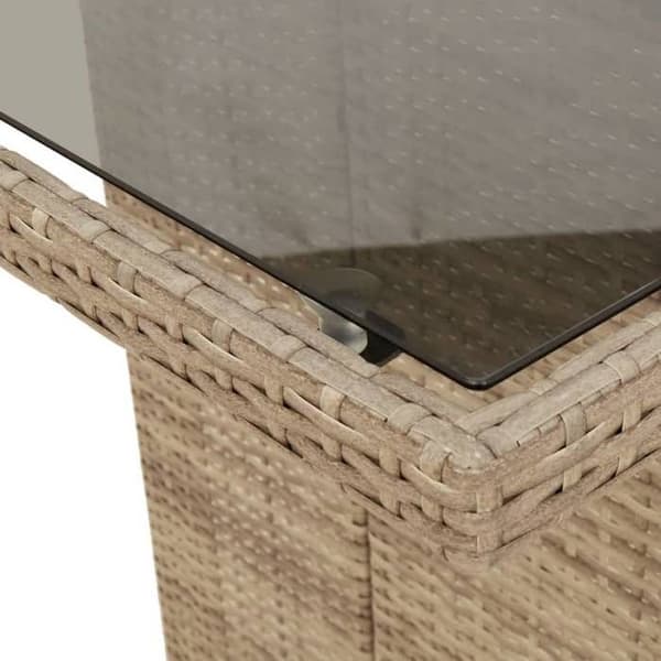 Maison Exclusive - 9-delars trädgårdsbistro-set med beige kuddar i polyrotting