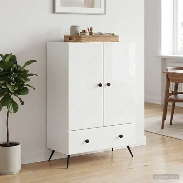 Maison Exclusive - Buffé Vit glänsande 66 x 34,5 x 95 cm Ingenjörsträ