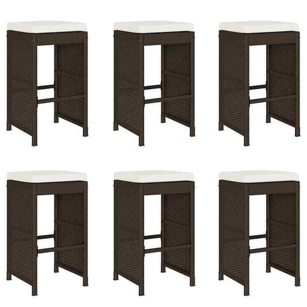 Maison Exclusive - Barstolar trädgård kuddar set om 6 brun flätad resin