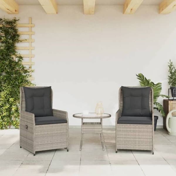 Maison Exclusive - Trädgårdsfåtöljer med lutning, set om 2, ljusgrå vävd resin