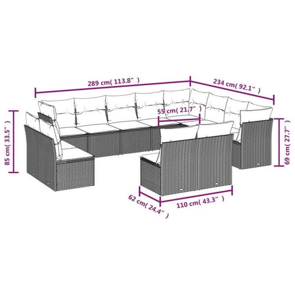 Maison Exclusive - Trädgårdsmöbler med kuddar 12 delar brun flätad resin