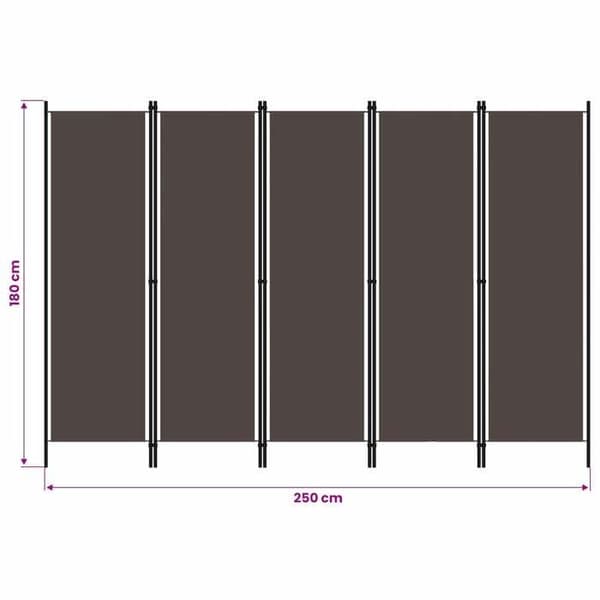 Maison Exclusive - Skillevæg 5 paneler Brun 250x180 cm