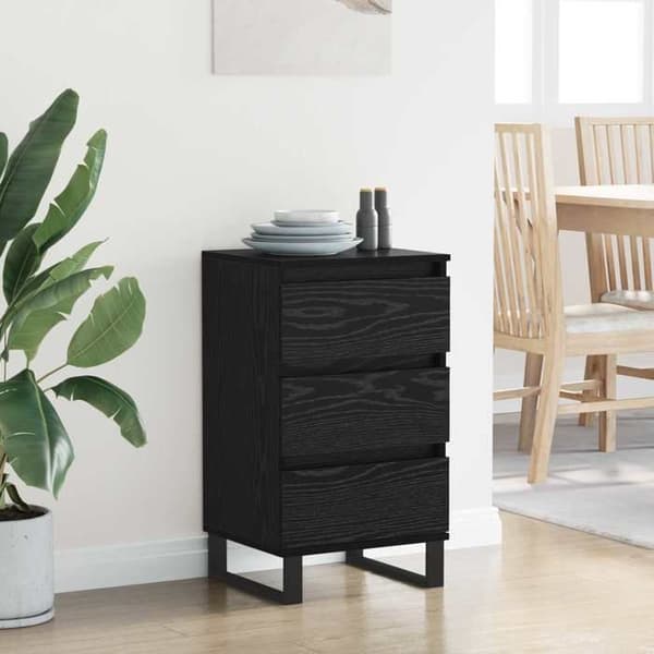 Maison Exclusive - Buffet Sort egetræ Ingeniørtræ svart ek