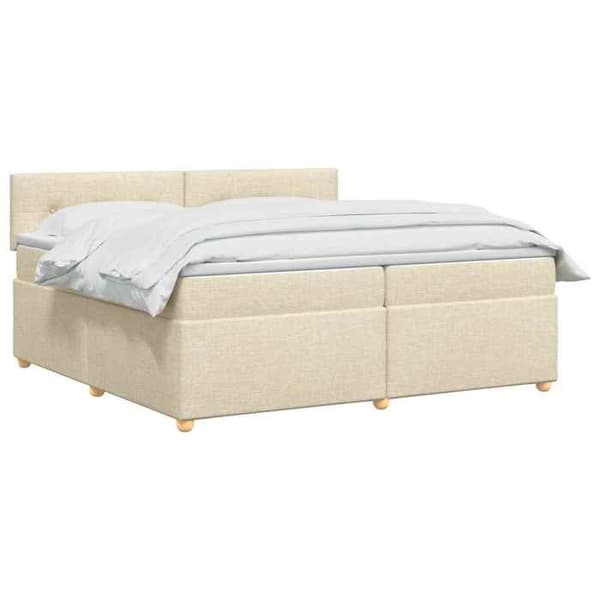Sängboxspring - MAISON EXCLUSIVE - Sängboxspring - 200 x 200 cm - Crème tyg - Medium fasthet madrass Grädde