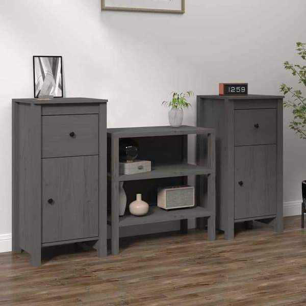 Maison Exclusive - Buffeter 2 stk grå 40x35x80 cm massiv fyrretræ