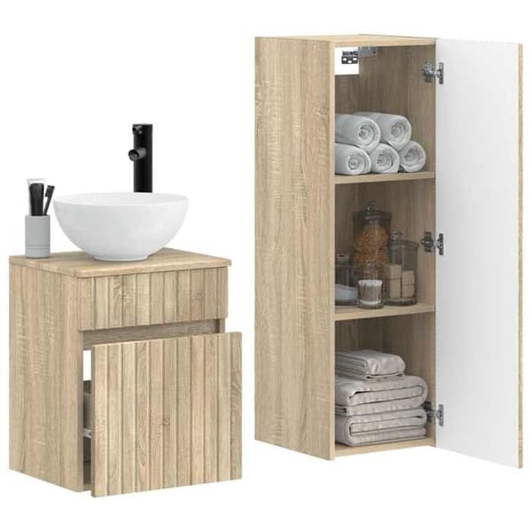 Maison Exclusive - Badmöbelset 2 delar Sonoma-ek
