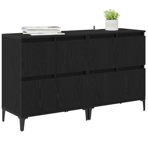 Maison Exclusive - Buffeter 2 stk Sort eg 60 x 35 x 70 cm Ingeniørtræ svart ek