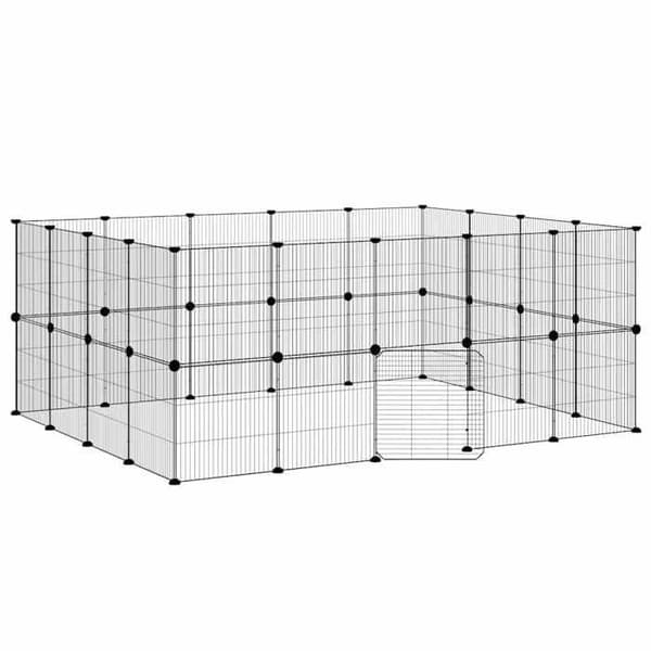 Maison Exclusive - Kæledyrbur med 36 paneler og dør Sort 175x140x70 cm