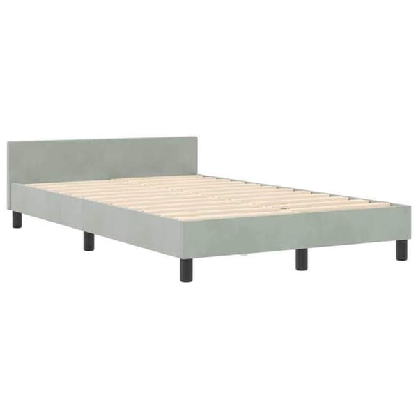 Seng - EKSKLUSIVT HUS - Boxmadras - 120 x 200 cm - Lys grå velour - Justerbar hovedgærde Ljusgrått