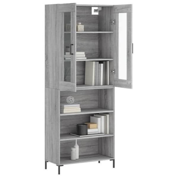 Maison Exclusive - Buffé hög Sonoma grå 69,5x34x180 cm Ingenjörsträ