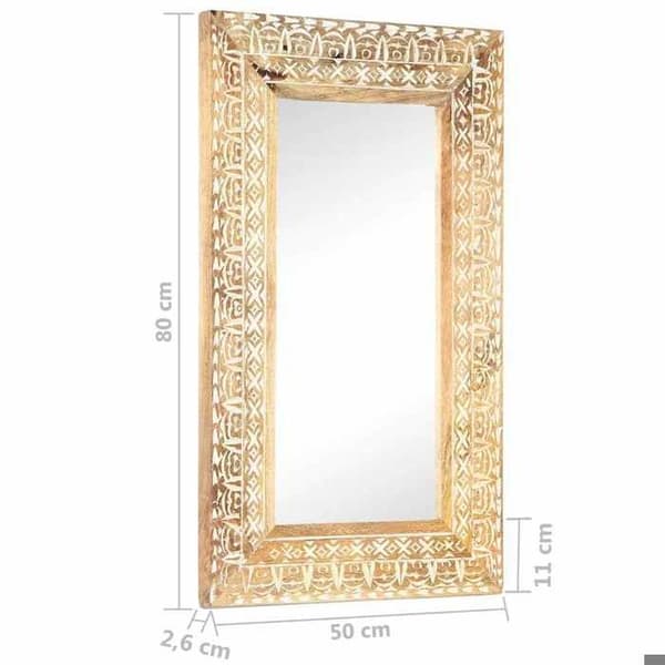 Maison Exclusive - Håndskåret spejl 80x50x2,6 cm Solid mangotræ
