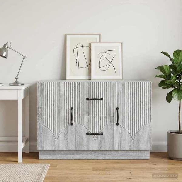 Buffet - EKSKLUSIVT HUS - Sonoma - Grå - Ingeniørtræ - 89 x 34,5 x 57 cm Grå