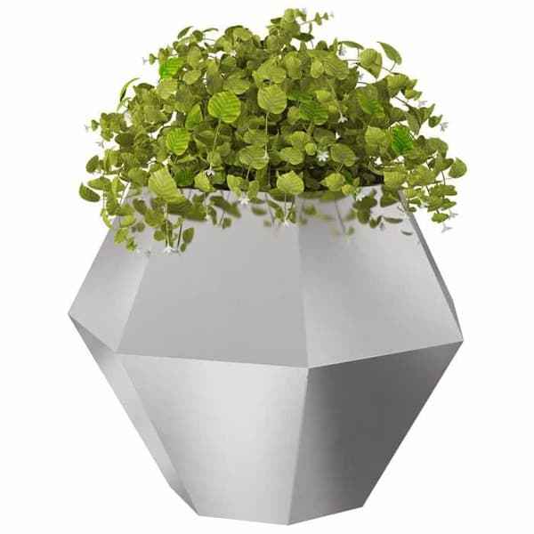 Jardinière - EXKLUSIVT HUS - 100 x 100 x 80 cm - Silverfärgad rostfritt stål - Rektangulär - Paket med 2 stycken Silver
