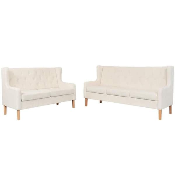 Soffgrupp - Maison Exclusive - Klädd i polyester - 2/3 platser - Vit kräm Vit grädde