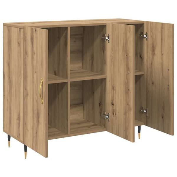Maison Exclusive - Buffet i håndlavet egetræ 90 x 34 x 80 cm Ingeniørtræ Ek (ingenjörsträ)