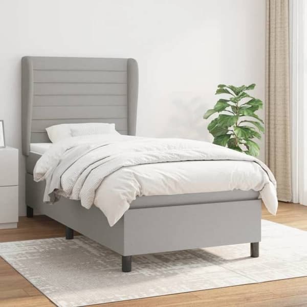 Maison Exclusive - Seng med lameller og madras Lys grå 80x200 cm Stof