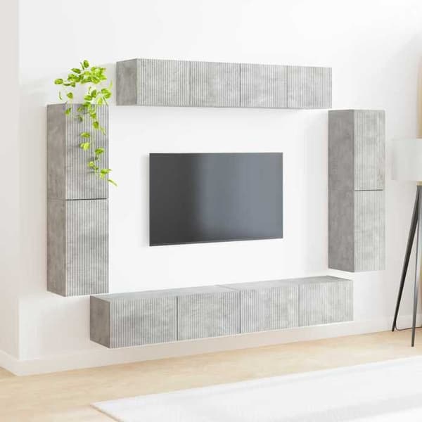 Maison Exclusive - TV-möbel 8 delar Grå betong