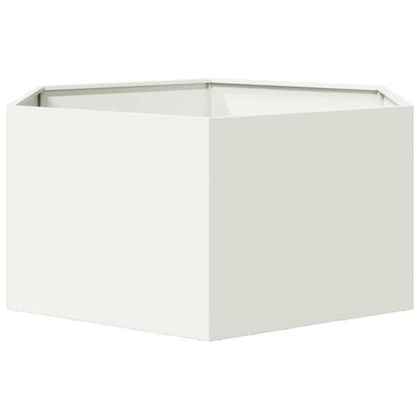 Maison Exclusive - Hvid hexagonal plantekasse 104x90x45 cm stål