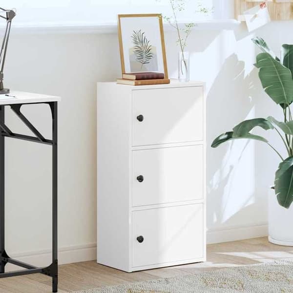 Maison Exclusive - Vit bibliotek 40x24x77 cm ingenjörsträ