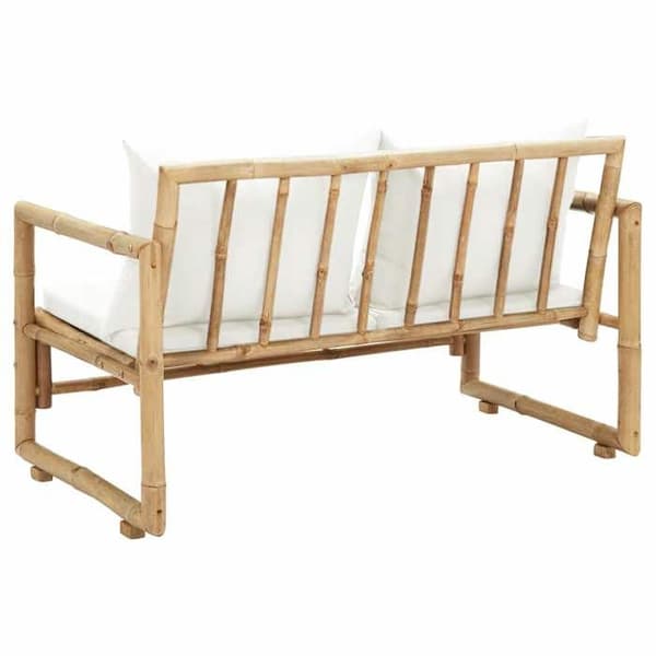 Maison Exclusive - 2-sits trädgårdssoffa med bambukuddar Bambu (äkt färg)