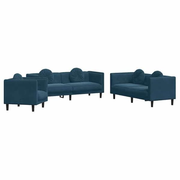 Maison Exclusive - Sæt af 3 sofaer med blå velourpuder