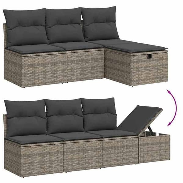 Maison Exclusive - Trädgårdsmöbler 8 delar med grå kuddar i flätad plast