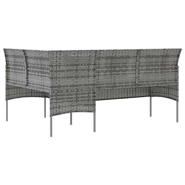 Maison Exclusive - Ute-soffa i L-form med kuddar, flätad resin, grå