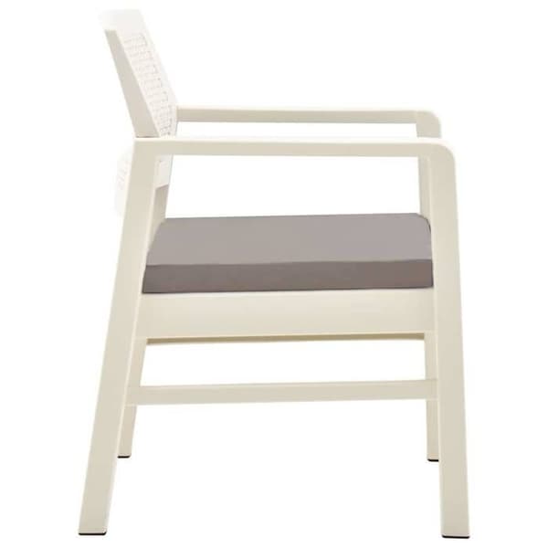 Havemøbel sæt - MAISON EXCLUSIVE - 3 stk - Plastisk harpiks - Hvid - Polyester puder Vit