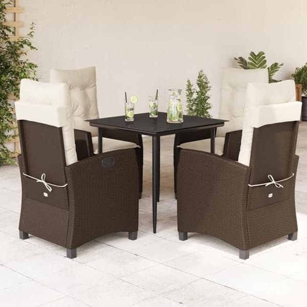 Maison Exclusive - 5-delt havemøbel sæt med brune poly rattan puder