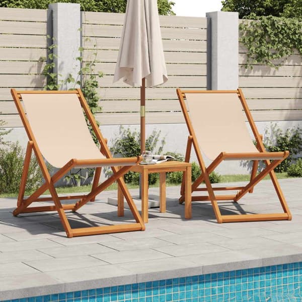 Maison Exclusive - Fällbara stolar 2 delar Beige tyg och massivt trä beige